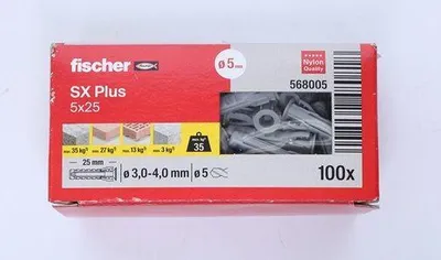 Obrázok produktu pre Fischer 568005 skrutkovacia kotva / hmoždinka 100 ks Rozperná kotva 25 mm