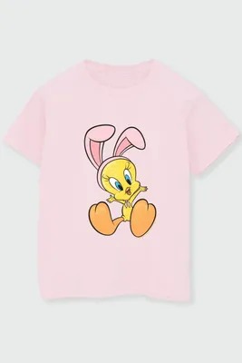 Produktbild von Looney Tunes - "Tweety Pie Bunny Ears" T-Shirt für Mädchen BI24674 (116) (Pink)
