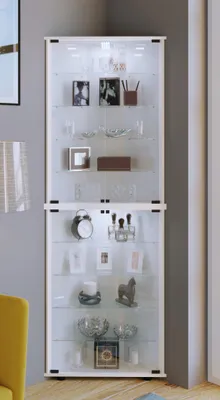 Produktbild von VCM Glasvitrine stehend | Vitrine Glas mit ESG-Sicherheitsglas| Maße ca. H. 176 x B. 67 x T. 23 cm | Standvitrine Glas | Modern und platzsparend | Glas Vitrinenschrank – Vecko XL