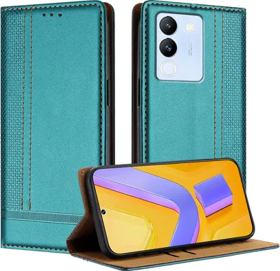 Produktbild von Handyhülle für Vivo V29E 5G Leder Flip Klappbare Schutzhülle mit Standfunktion Grün