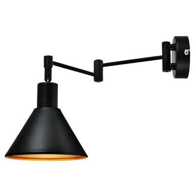 Zdjęcie produktu dla Kinkiet COPENHAGEN czarno-złoty 1xE14x40W metal wym:17x14x37,5cm IP20 Candellux