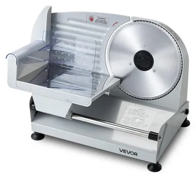 Immagine prodotto di Affettatrice per carne, affettatrice elettrica per gastronomia con lama in acciaio inossidabile SUS420 da 190 mm e spessore regolabile da 0 a 15 mm, affettatrice domestica da 200 W per carne congelata, prosciutto, baguette e bistecche