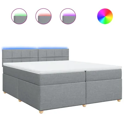 Produktbild von Boxspringbett mit Matratze Hellgrau 200x200 cm Stoff