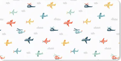 Produktbild von MuchoWow® Schreibtischunterlage Schnittmuster - Hubschrauber - Flugzeug - Jungen - Kinder - Kinder 80x40 cm - XXL Mauspad - Gaming Mauspad