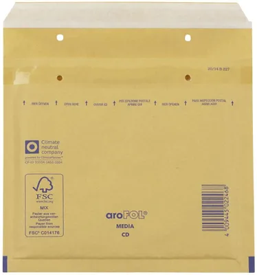 Produktbild von aroFOL Luftpolstertaschen CD, 180x165 mm, braun, 10 Stück