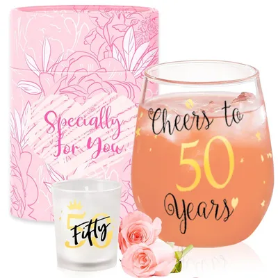 Produktbild von Personalisierbares Weinglas ohne Stiel zum 50. Geburtstag