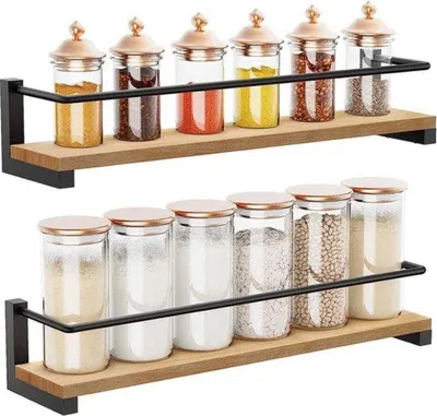 Immagine prodotto di Scaffale da cucina in 2 pezzi, montaggio a parete, 40x9x7 cm, acciaio inossidabile