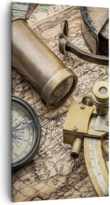 Produktbild von Bild auf Leinwand - Leinwandbild - Kompass Kompass Karte - 55x100cm - Wand Bild - Wanddeko - Leinwanddruck - Bilder - Kunstdruck - Wanddekoration - Leinwand bilder - Wandkunst - PA55x100-3730