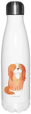 Produktbild von Mr. & Mrs. Panda Wasserflasche Hund Cavalier King Charles Spaniel - Weiß - Geschenk, Cockerspaniel, Thermosflasche, Sprüche, Thermos, isolierflaschen, Trinkflasche