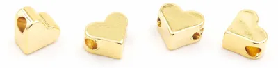 Produktbild von Vintageparts Zwischenperle Herz Messing 18K Goldbeschichtung 6 x 7 mm für Ketten und Ohrschmuck, 4 Stück