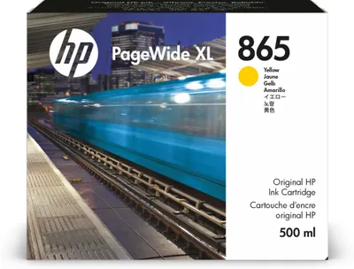 Zdjęcie produktu dla HP Wkład atramentowy 865 PageWide XL, żółty, 500 ml, Standardowa wydajność, Żółty, Atrament barwnikowy, 0 ml, 500 ml, 1 szt.