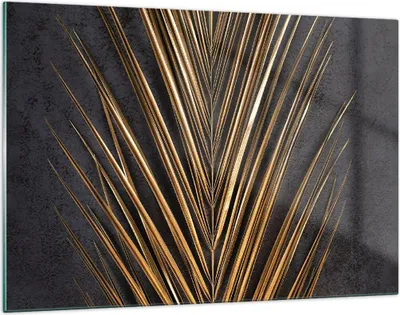 Produktbild von Bilder auf glas - Einteilig - Blatt golden schwarz - 120x80cm - Glasbilder - Wandbilder - Bilder - zum Aufhängen bereit - Wanddekoration aus Glas - Glas Bilder - Wandbild auf Glas - GAA120x80-5091