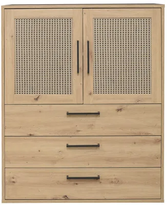 Produktbild von FURNARO Kommode Vienna Schrank asteiche/ wiener geflecht B/H/T: 101x128x45 cm
