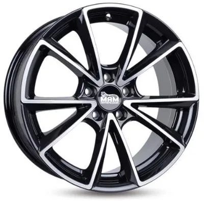 Produktbild von 18 Zoll Alufelge MAM WHEELS A5 18"x8" 5x112 PCD ET45 66.60mm Felge Schwarz Frontpoliert