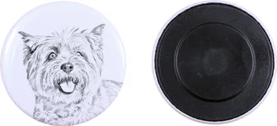Produktbild von Cairn Terrier Magnet mit einem Hundepfotenabdruck, außergewöhnlich leicht, starker Magnet, handgefertigtes Produkt der Marke Art-Dog