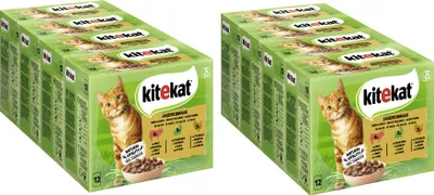 Produktbild von KITEKAT™ Multipack Portionsbeutel Jagdschmaus 3 Varietäten Rind, Kaninchen, Truthahn in Sauce 8 x 12 x 85g