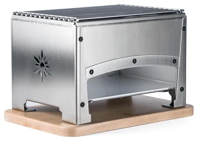 Kompakter Holzkohlegrill, Edelstahl 18/10, 32x22x21,5 cm