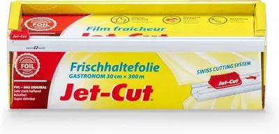 Produktbild von Individuell zuschneidbare Frischhaltefolie, 30 cm x 300 m - PVC, transparent - Professioneller Spender für Küche, Gastronomie und Catering