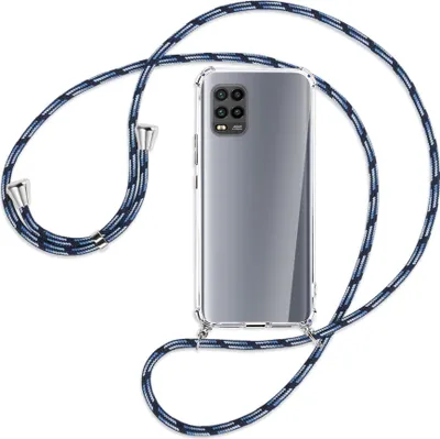 Produktbild von Handykette Backcover-Schutzhülle mit Band (Metall silberfarben) für Xiaomi Mi 10 Lite 5G (Zoom) - Blautöne