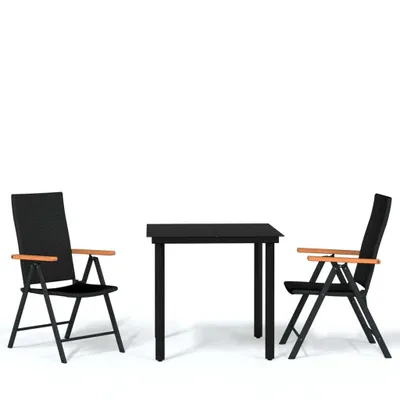 Produktbild von vidaXL 3-tlg. Garten-Essgruppe Schwarz