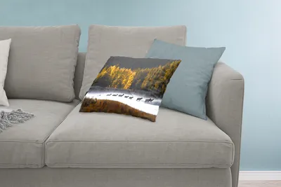 Produktbild von MuchoWow® Zierkissen Sofakissen Wohnzimmer Dekokissen 60x40 cm Hirsch - Wald - Fluss - Kopfkissen - Polster mit Foto