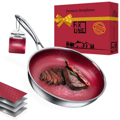 Produktbild von FIXLINE® Wabenpfanne 28cm Red Forest Design kratzfeste Beschichtung ohne PTFE - alle Herdarten inkl. Induktion - Backofengeeignet bis 250°C