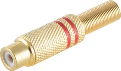 Produktbild von shiverpeaks BASIC-S Cinchkupplung, Metall, vergoldet, rot für Kabel bis 6 mm Durchmesser, zum selber löten, im Poly- (BS52021-R)
