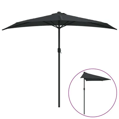 Immagine prodotto di vidaXL Ombrellone da balcone in alluminio nero 270x144x222cm semicircolare