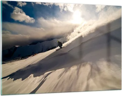 Produktbild von Bilder auf glas - Berge Ski Winter - 120x80cm - Glasbilder - Wandbilder - Kunstdruck - zum Aufhängen bereit - Wanddekoration aus Glas - Glas Bilder - Wandbild auf Glas - Einteilig - GAA120x80-0511