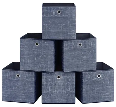 Produktbild von Aufbewahrungsboxen, 6er-Set, Organizer-Boxen aus Vliesstoff mit Griffen, 30 x 30 x 30 cm, Organizer-Box für Würfelregale, faltbar, Kleideraufbewahrungsbox