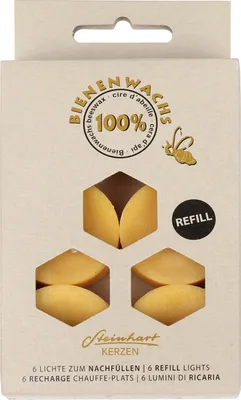Produktbild von Steinhart Kerzen Bienenwachs Teelichte 100% Natur 6 Stück 3.8 cm