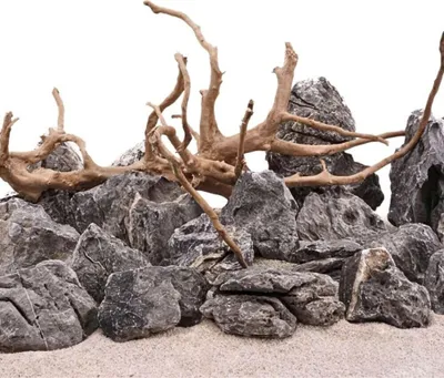 Produktbild von Aquarium Natursteine Wurzel 10kg Mini Landschaft  + Moorkienwurzel L