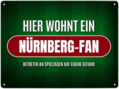 Produktbild von Hier wohnt ein Nürnberg-Fan Metallschild XXL mit Rasen Motiv