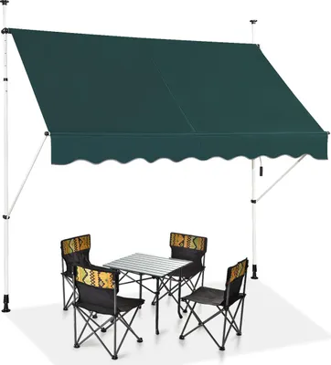 Produktbild von GOPLUS Klemmmarkise Balkon, Terrassenmarkise Balkonmarkise Sonnenschutz ohne Bohren, UV-beständig höhenverstellbar, 200cm, Grün