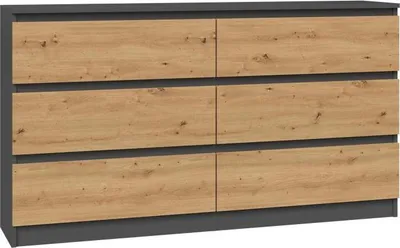 Produktbild von Kommode Wolfgang mit 6 Schubladen 138 cm Artisan-Eiche und Anthrazit