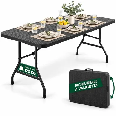 Productafbeelding van Klaptafel - Campingtafel - Inklapbaar - 183 x 76 cm - Wit