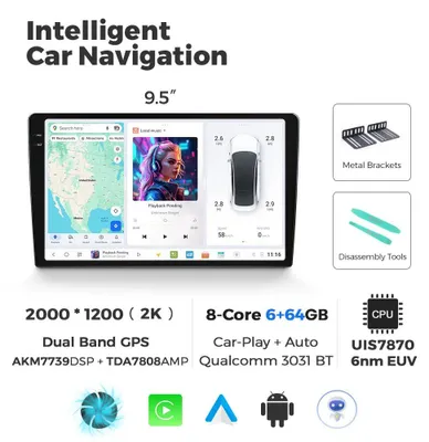 Obrázek produktu pro Multimediální přehrávač do auta - Autorádio - Dotykový displej - GPS navigace - Android Auto - 9,5 palců