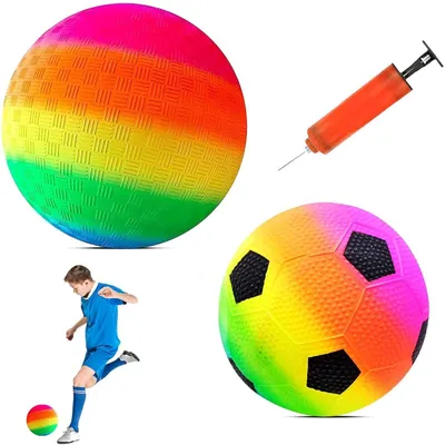 Productafbeelding van Speelbal Bouncy Kickball, meerkleurig, regenboogbal, kinderen, waterbal, voetbal, softbal, strandbal, voor binnen en buiten