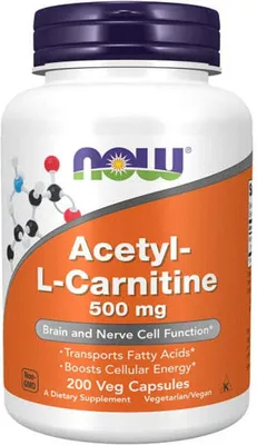Produktbild von Acetyl-L-Carnitin 500 mg 200 Gemüsekapseln Now Foods