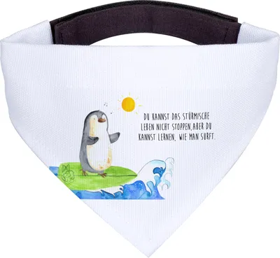 Produktbild von Mr. & Mrs. Panda Halstuch Hund Pinguin Surfer - Weiß - Geschenk, Hawaii, Portugal, Für Hunde, Urlaub, Bandana, Dreieckstuch, Hals Tuch, Motiviert, Optimistisch