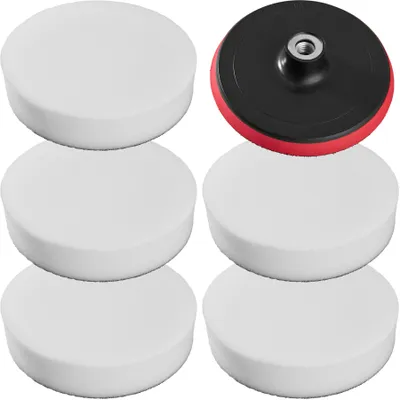 Image de Lot de 5 éponges de polissage soft et 1 disque de polissage Auto 180mm - blanc