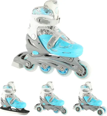 Produktbild von Nils Extreme Rollschuhe 2in1 - Schlittschuhe Kinder - Rollerblades Inline Skates Kinder - Eislaufschuhe Kinder M - Blau - NH18331