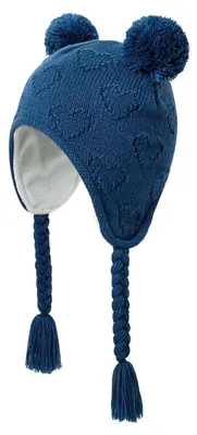 Produktbild von Wintermütze Baby Kleinkind mit Ohrenklappen Bommel Strickmütze Beanie Blau 2-4 Jahre