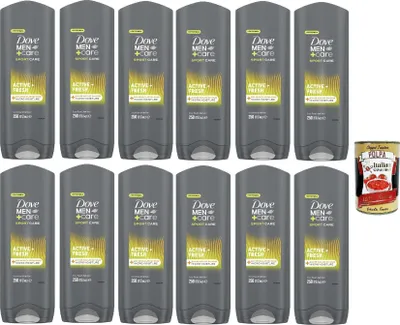 Produktbild von Dove, Doccia Dove Men+Care Sports Active Fresh, 3 In 1 feuchtigkeitsspendende Körper, Gesicht und Haar mit Mikromisturentechnologie, Feuchtigkeit 12x 250 ml. + Italian Gourmet polpa 400g