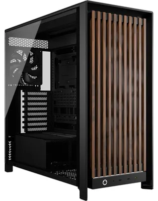 Image de Corsair FRAME 5000D WOOD RS, tour de taille moyenne, pour PC, noir, en bois de noyer, compatible ATX, E-ATX, micro ATX, Mini-ITX, en plastique, en acier, avec vitre trempée, pour gaming
