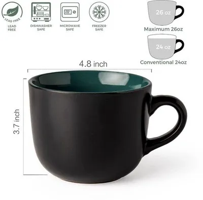 Obrázek produktu pro Keramické polévkové misky s víkem, 700 ml, vhodné do mikrovlnné trouby a myčky, sada 4 ks