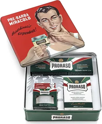 Obrázok produktu pre (DE) Proraso Green Vintage Gino 3v1 - Krem pred holením 100ml + Holicí krém 150ml + Balsam po holení 100ml