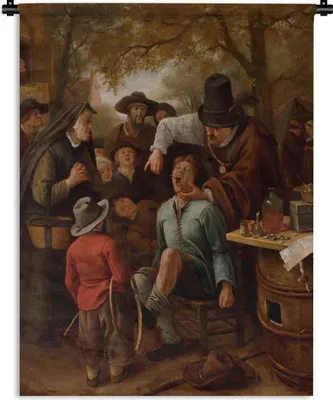 Produktbild von MuchoWow® Wandteppich Wandbehang Der Zahnzieher - Jan Steen 90x120 cm Tapisserie Dekoration Wandtuch - Wanddeko