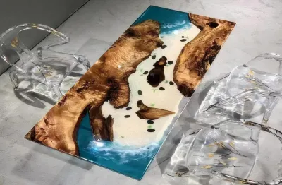 Zdjęcie produktu dla Nowoczesny stół epoksydowy Luksusowe stoły z żywicy Stylowe meble do jadalni