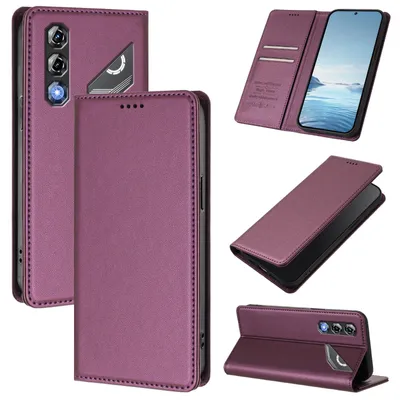 Produktbild von Handyhülle für ZTE nubia Neo 5 Pro, Kunstleder Klapphülle Stoßfeste Magnetische Hülle mit Ständer Lila